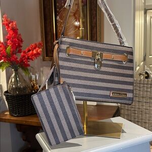 Adrienne Vittadini The Marconi Collection Brown Striped Set 9.5”x 6.5” NWT